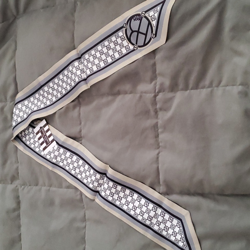 Henri Bendel Monogram Skinny Twilly- 100% SILK NWT